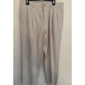 Tommy Bahama Pants Mens 34x30 Khaki Pleated Straight Leg Silk Blend Marlin